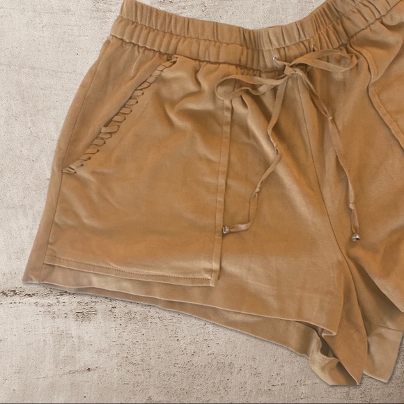 Zara Trafaluc Western Boho Faux Suede Brown Shorts - Picture 2 of 12